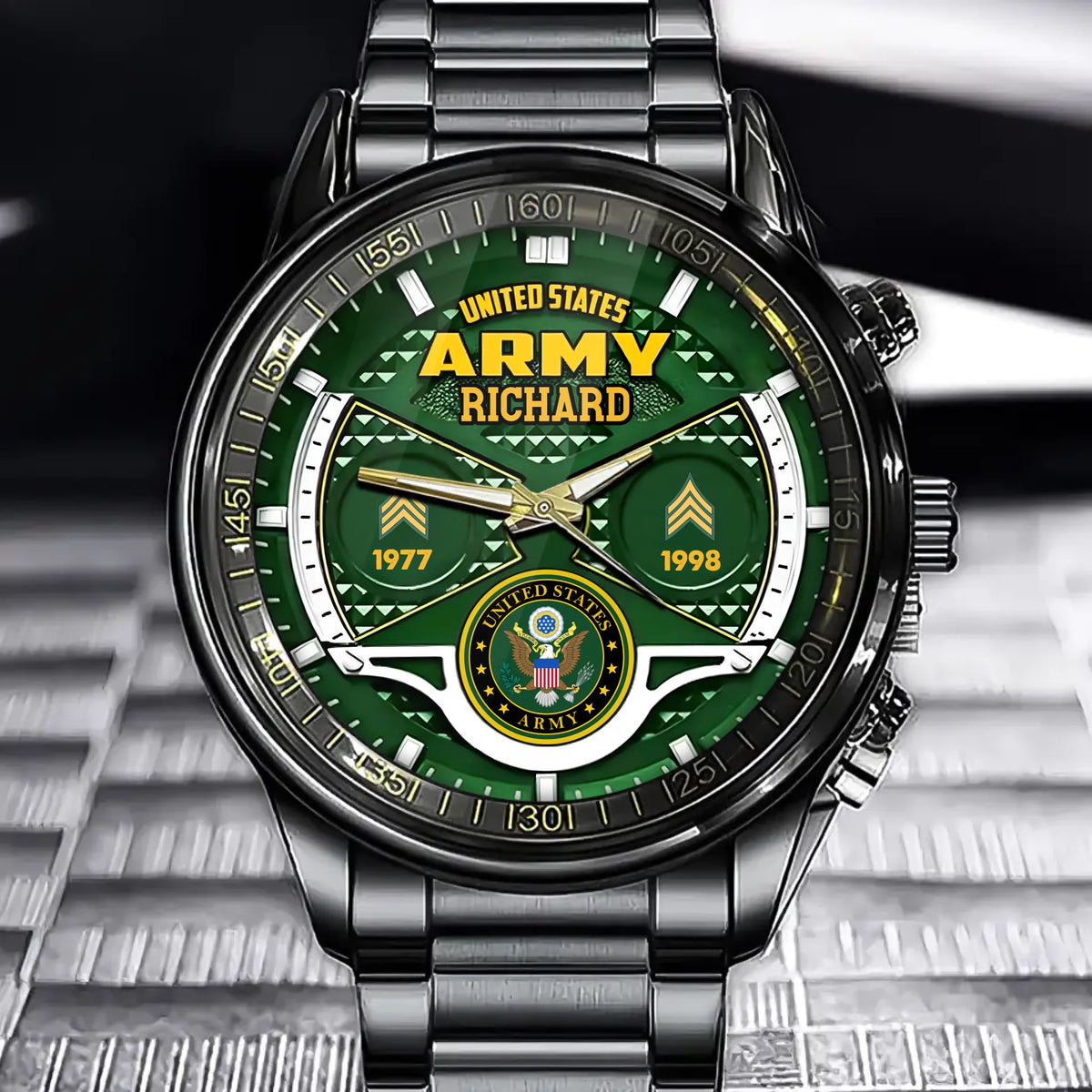 Personalized Military Service Commemorative Watch - Customize Your Name, Military Branch, Rank,  Years of Service