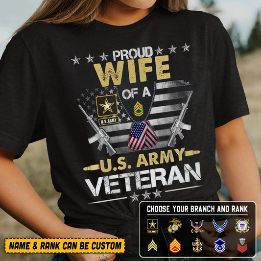 Proud Supporter of a Veteran - Customizable Shirt for Loved Ones Featuring Title, Rank, and Military Branch