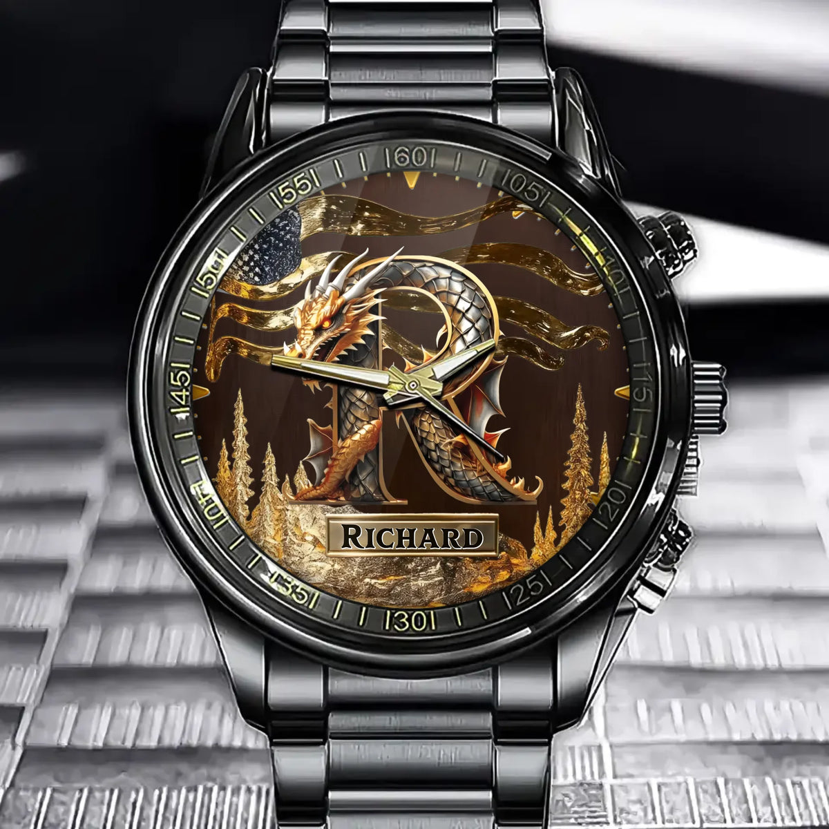 Personalized Fantasy Dragon Initial & Name Watch – Unique Mythical Gift