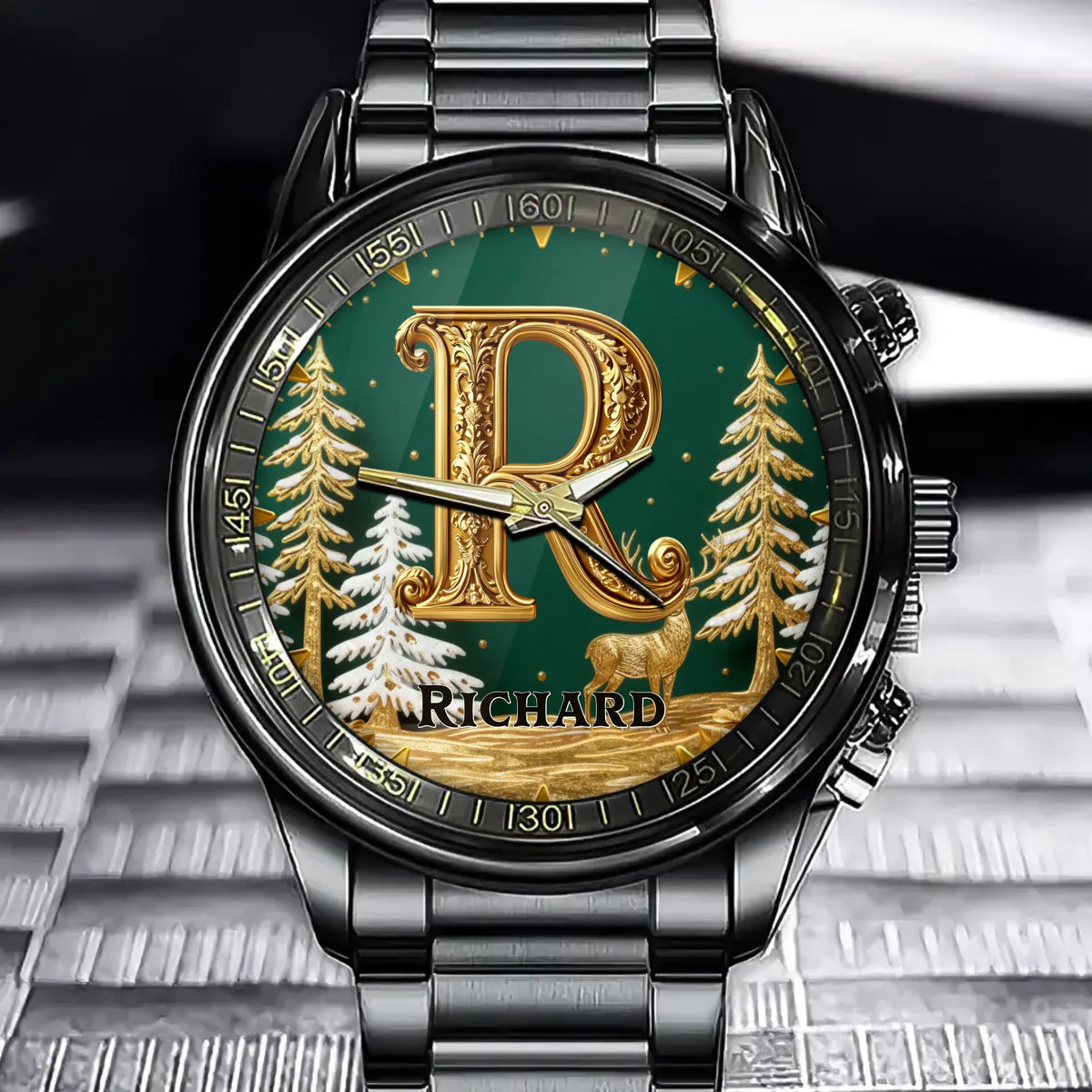 Personalized Christmas Women's Watch – Custom Name & Initial Design