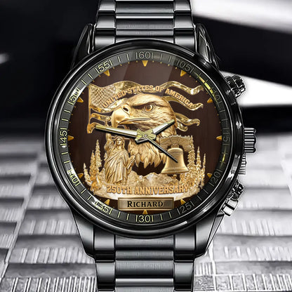 Eagle & Liberty - Personalized US 250th Anniversary Watch - Enter Your Name Tribute to Milestones