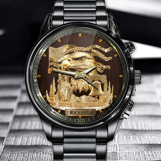 Eagle & Liberty - Personalized US 250th Anniversary Watch - Enter Your Name Tribute to Milestones
