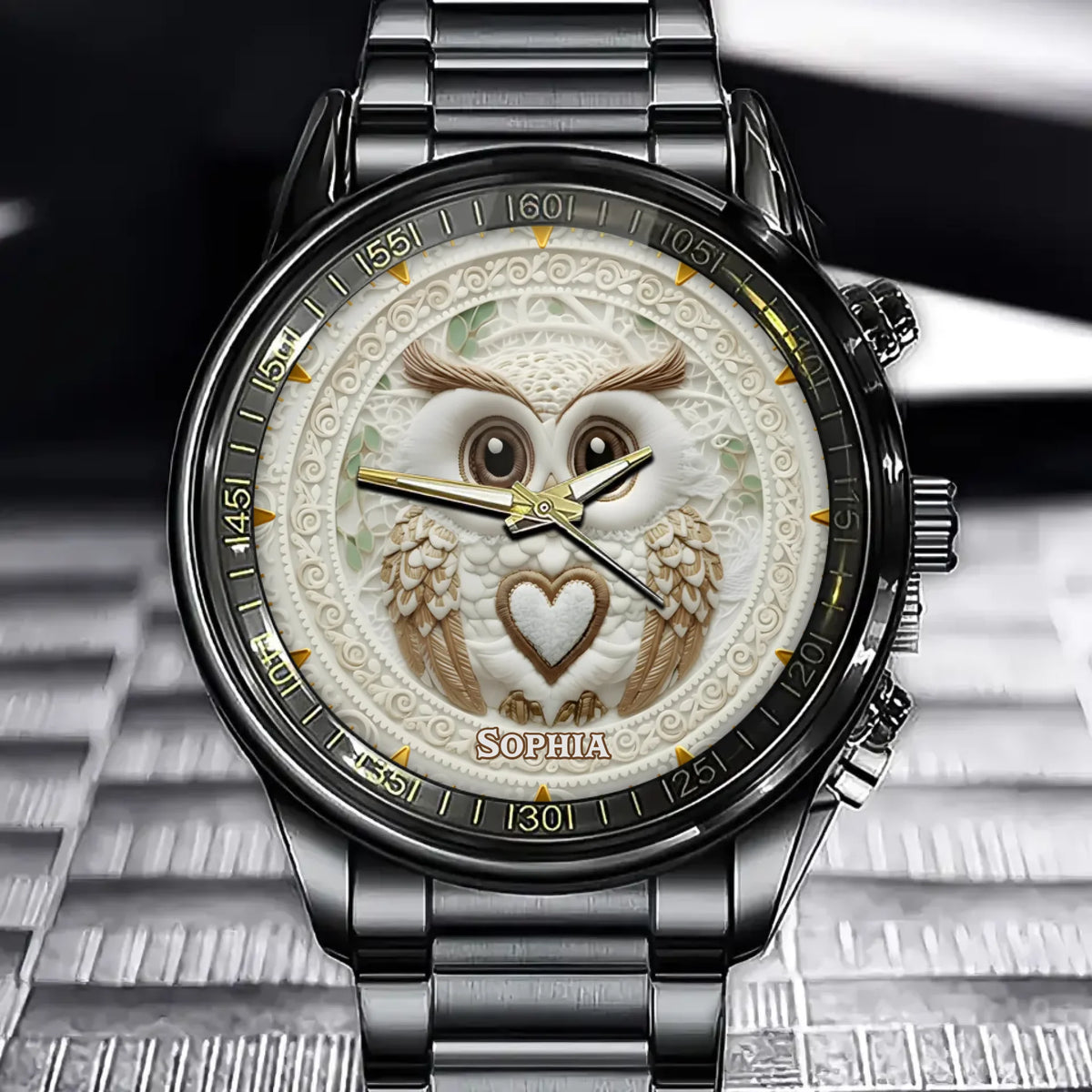 Personalized Owl Lover’s Watch - Custom Dial Details for Whimsical Style Enthusiasts