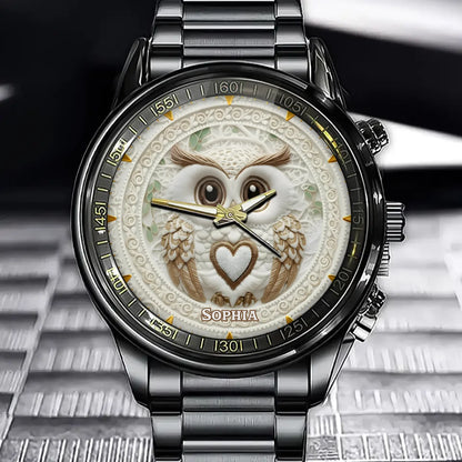 Personalized Owl Lover’s Watch - Custom Dial Details for Whimsical Style Enthusiasts