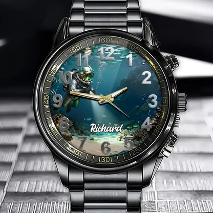 Personalized Diver-Themed Watch Dial - Custom Distinctive Watch Element for Aquatic Style