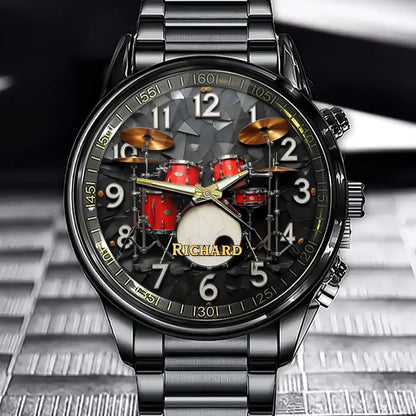 Personalized Drum Set Watch – Custom Gift for Music Lovers