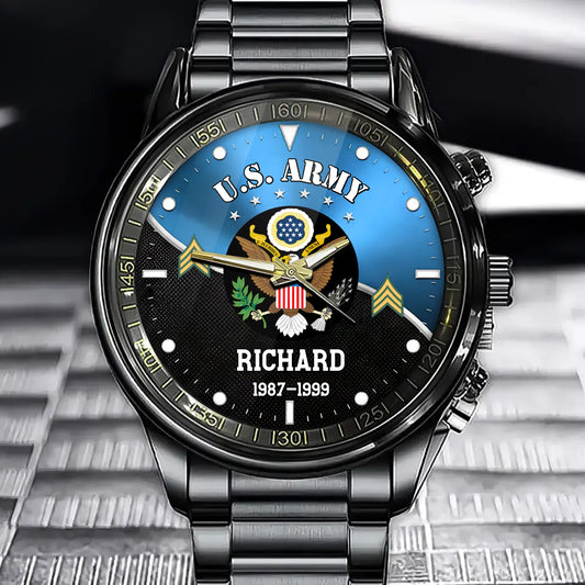 Custom Veteran Tribute Watch - Personalized Name & Year, Unique U.S. Military-Inspired Timepiece