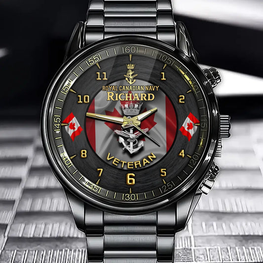 Personalized Canadian Army Logo Canadian Veteran Custom Name Watch Printed