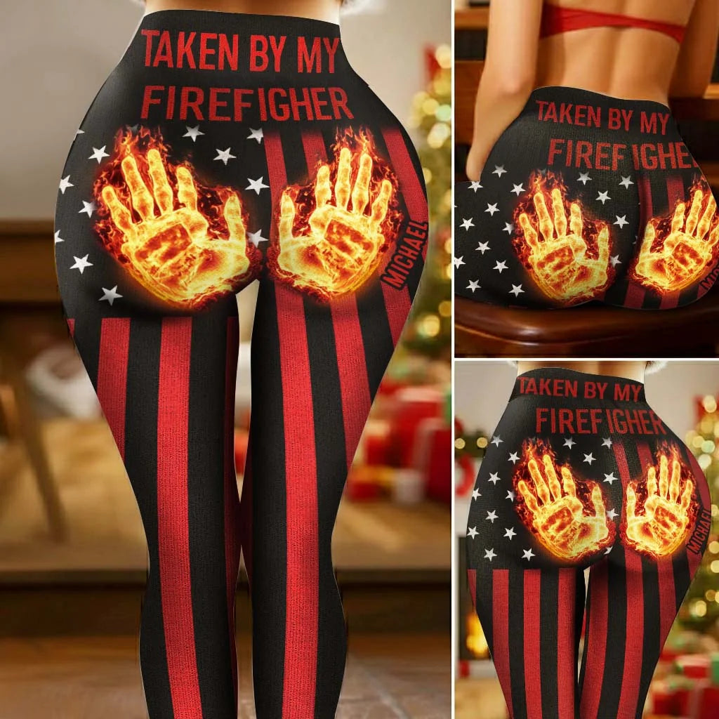 Taken By My Lover - Personalized Firefighter Leggings