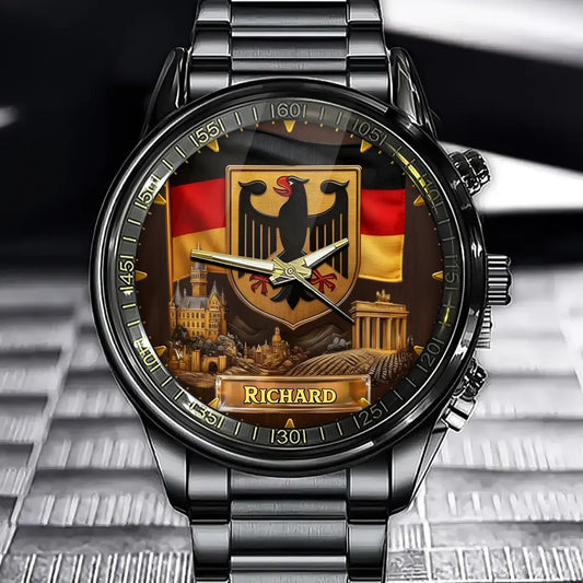 Personalized German Flag Traditional Watch - Adorned With The Federal Eagle
