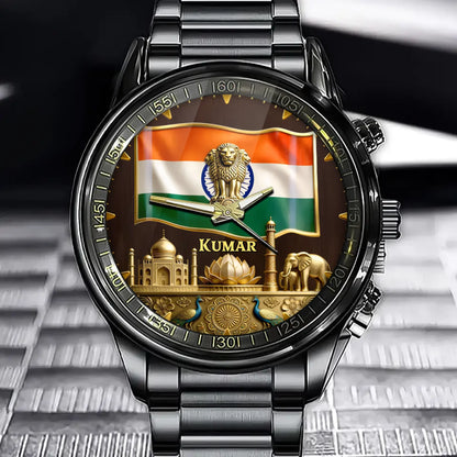 Personalized India Heritage Watch – Add Your Name, Iconic Flag and Landmarks