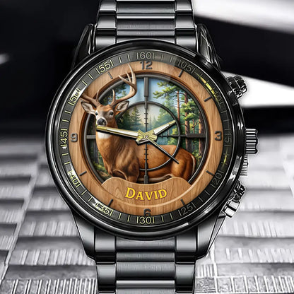 Personalized Deer Hunting Watch - A Gift For Hunting Enthusiasts With Customized Names
