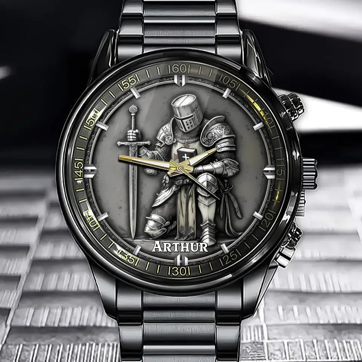 Personalized Armor of Faith Knight Watch - Christian-Themed Devotional Design with Custom Name Option