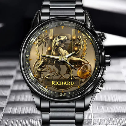 Personalized Dino Explorer T-Rex Watch – Add Your Name, Ancient World Theme