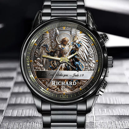 Personalized Angel Warrior Christian Watch - Jude 1:9 | Custom Name
