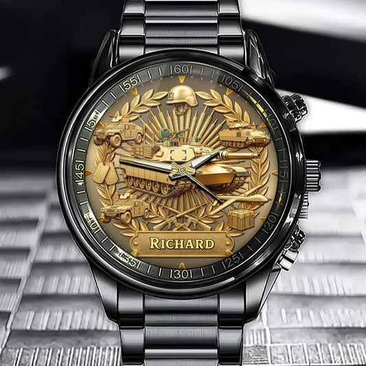 Personalized Armed Forces Collector Watch – Add Your Name, Air, Land & Sea Edition