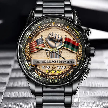 Personalized Black History 100th Watch - Custom Engraving For Pride