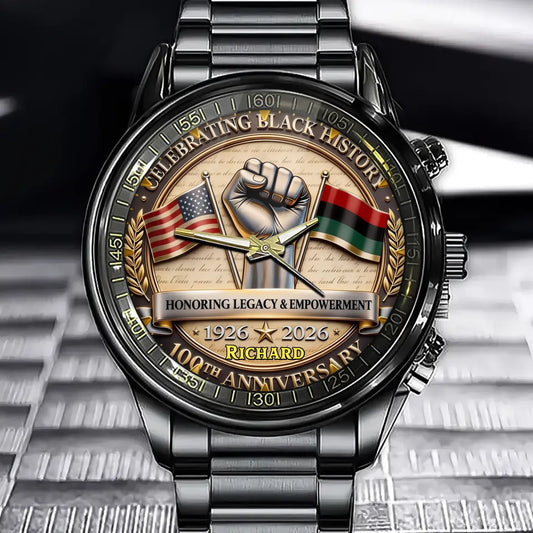 Personalized Black History 100th Watch - Custom Engraving For Pride