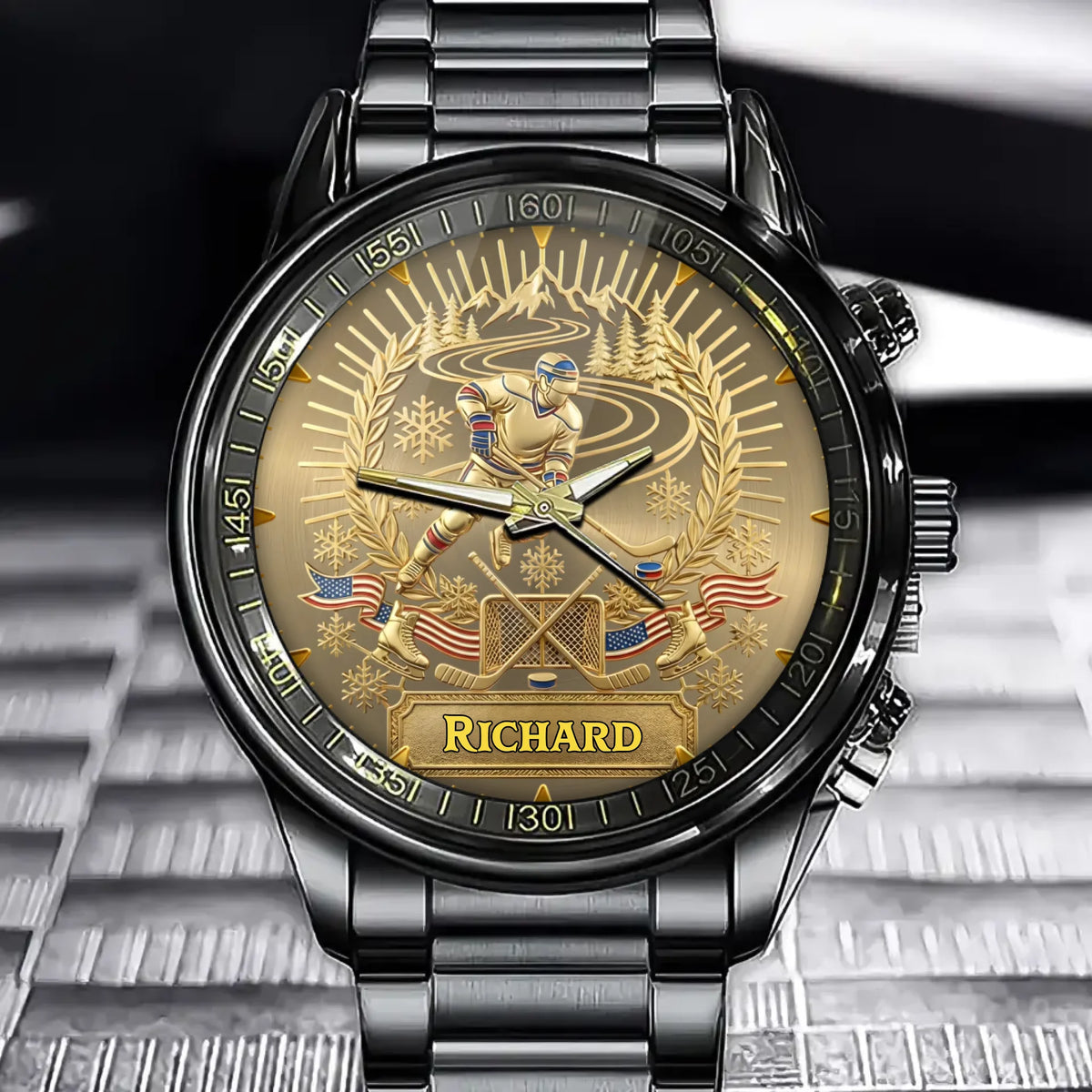 Personalized Hockey Watch - Customizable Name For Hockey Enthusiasts
