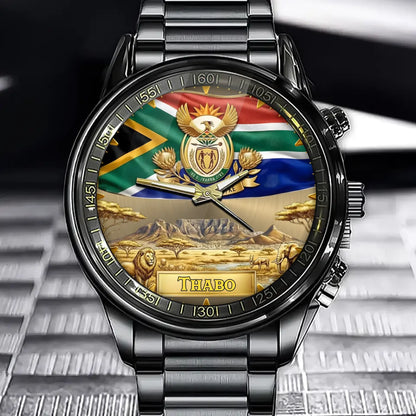 Personalized South Africa Coat Of Arms Watch - Custom Engraving For National Pride