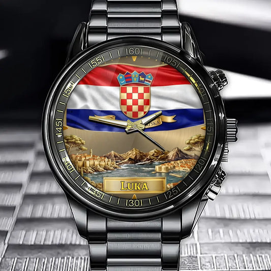 Personalized Croatia Coat Of Arms Watch - Custom Engraving For National Pride