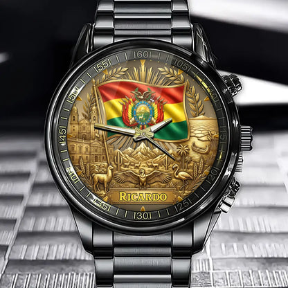 Personalized Bolivia Coat Of Arms Watch – Custom Name For National Pride