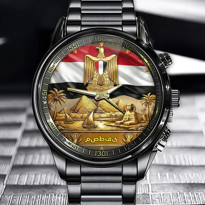 Personalized Egyptian Coat of Arms Watch - Custom Engraving for National Pride