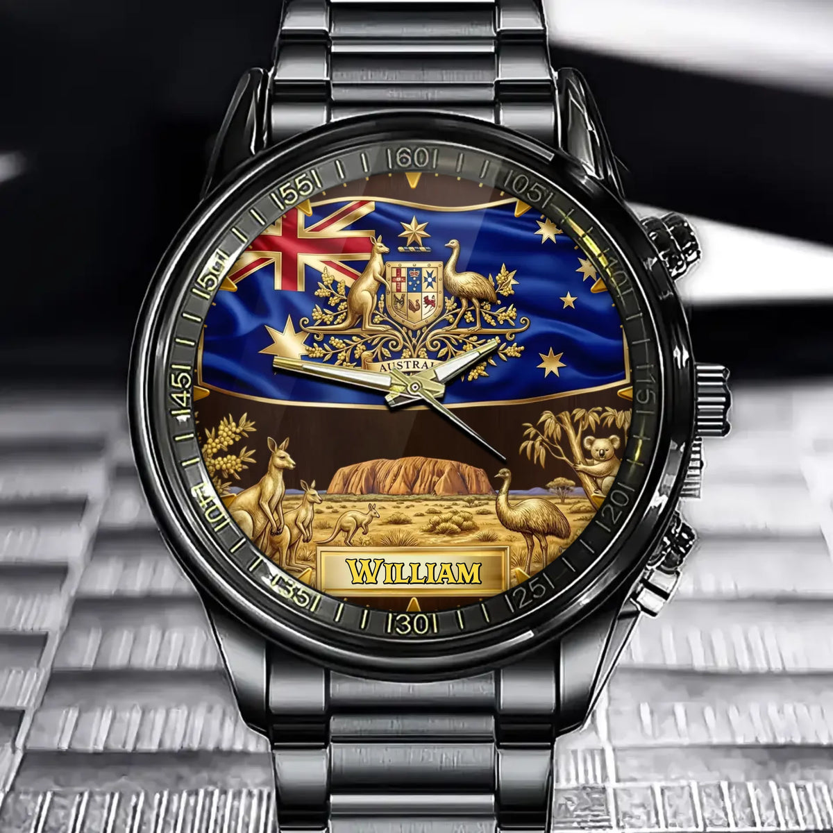 Personalized Australia Coat Of Arms Watch - Custom Engraving For National Pride