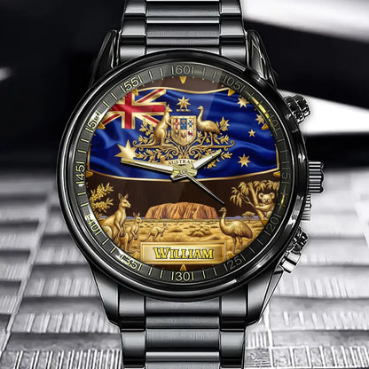 Personalized Australia Coat Of Arms Watch - Custom Engraving For National Pride