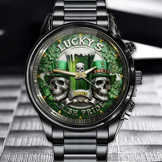 Personalized St. Patrick's Watch – Custom Name Dial, Irish Pride Lucky Theme Statement Piece