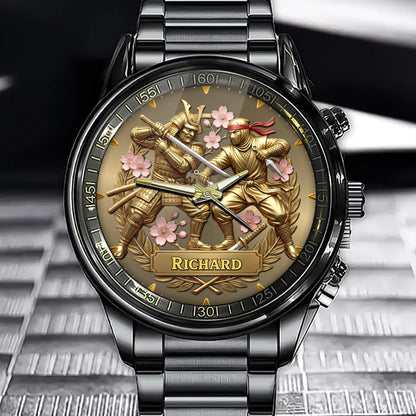 Personalized Sword & Shadow Duel Watch – Custom Name on Sakura Edition
