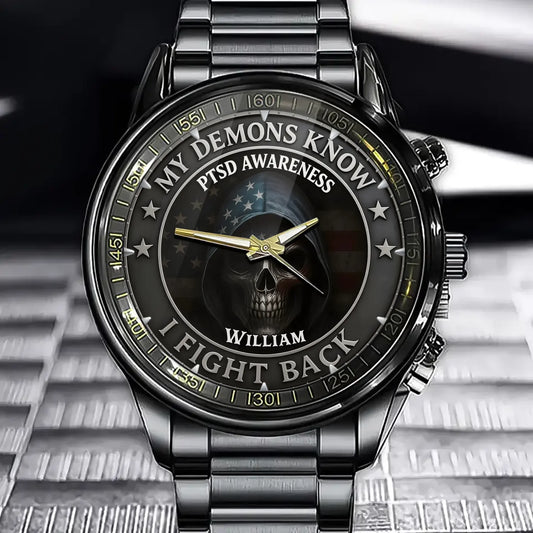 Personalized Ptsd Warrior Watch With Custom Name Engraving
