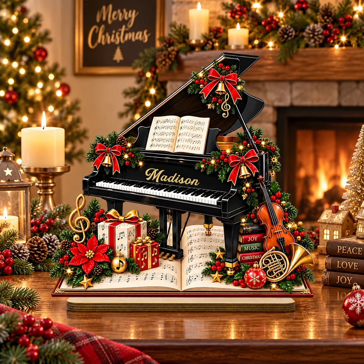 Custom Grand Piano Wooden Plaque - Personalized Christmas Gift For Pianists & Music Teachers - A Melody To Remember