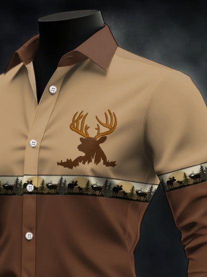 Men's Casual Western Style Contrast Color Shirt