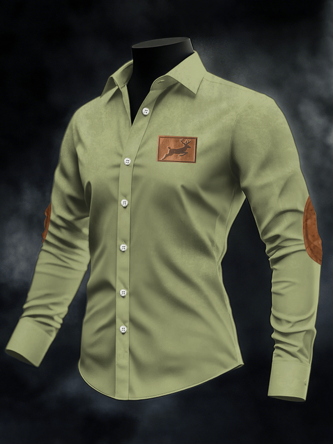 Men's Retro Elk Print Casual Shirt