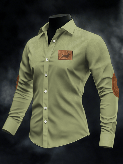 Men's Retro Elk Print Casual Shirt