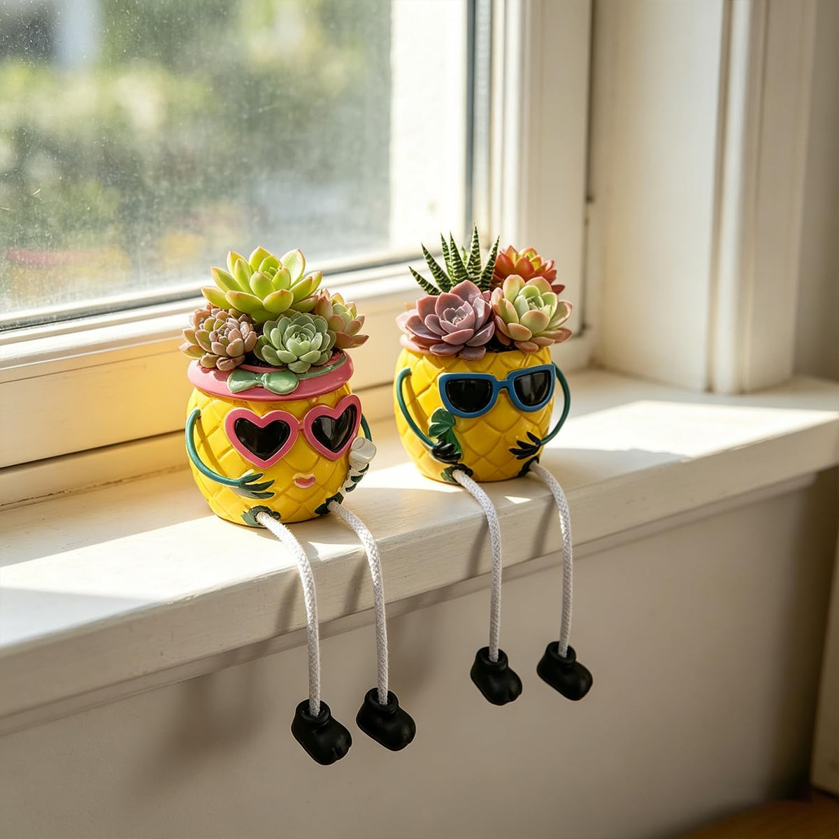 Funny Pineapple Succulent Planter With Dangling Legs – Whimsical Resin Tabletop Decor