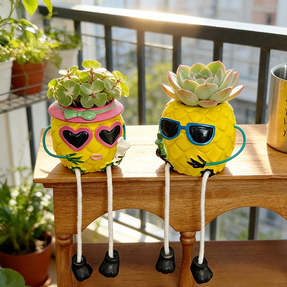 Funny Pineapple Succulent Planter With Dangling Legs – Whimsical Resin Tabletop Decor