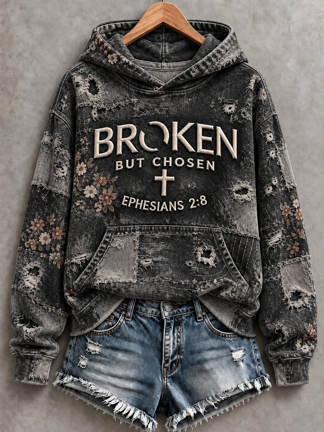 Women's Casual "Faith" Cross-Print Sweatshirt