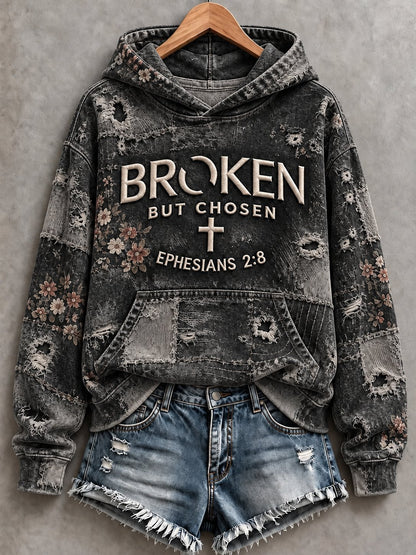 Women's Casual "Faith" Cross-Print Sweatshirt
