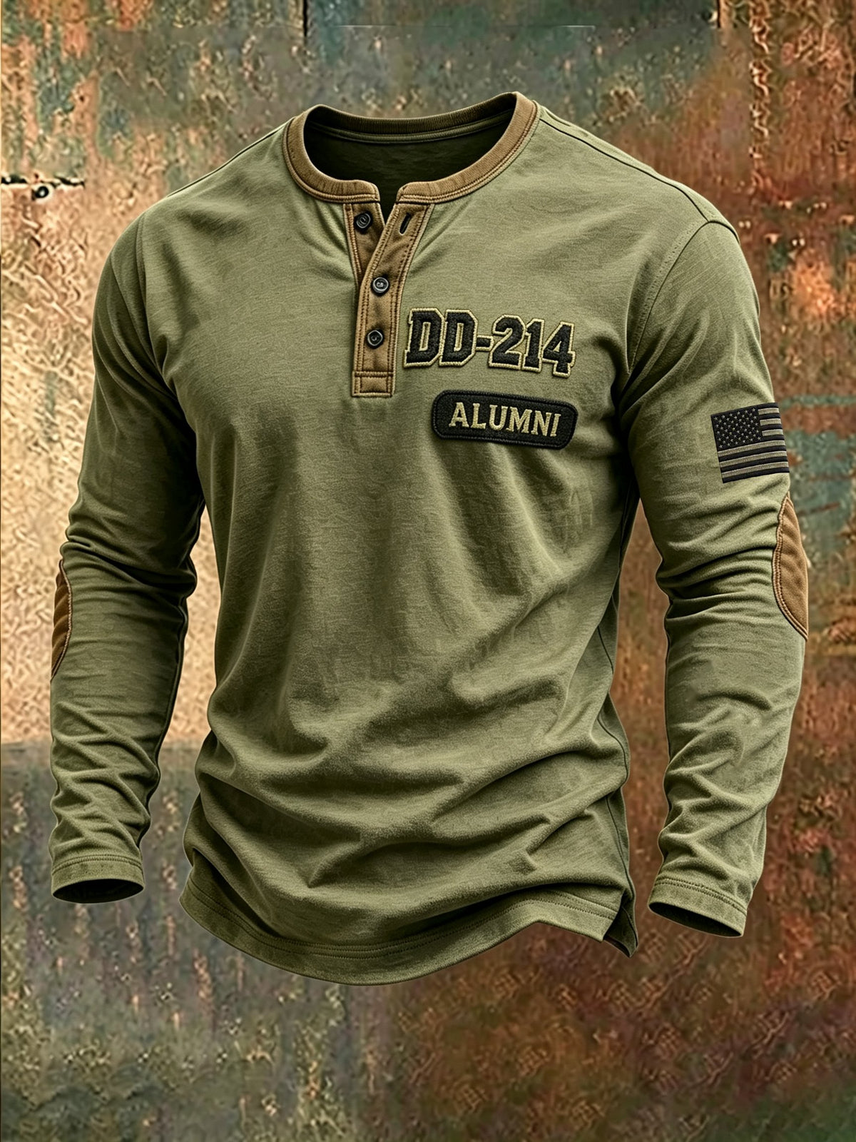 Men's Veteran Pride DD-214 Printed Casual Henley Shirt