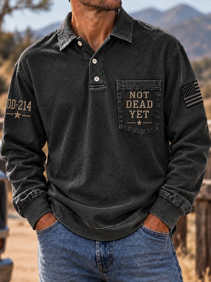 Men's Veteran Commemorative Print Long-Sleeve Polo Shirt