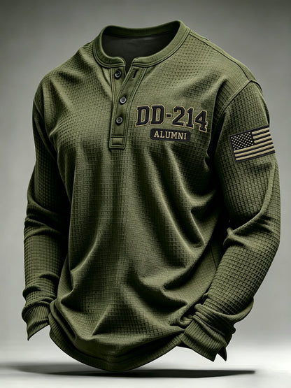 Men's Veteran Pride DD-214 Printed Waffle-Knit Top