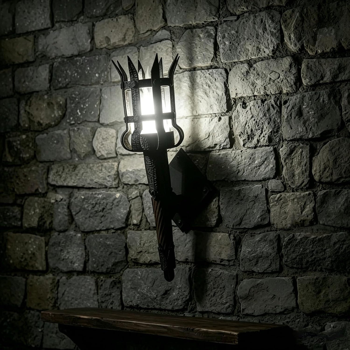 Medieval Flickering Flame Torch Wall Sconce – Gothic Castle-Inspired LED Wall Decor