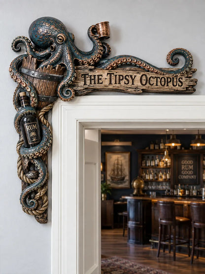 🦑"The Tipsy Octopus" Nautical Door Frame Corner Decor
