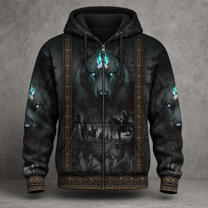3D Hoodie Native American Faux Leather Vest Hoodie, Southwestern Tribal Eagle Feather Graphic