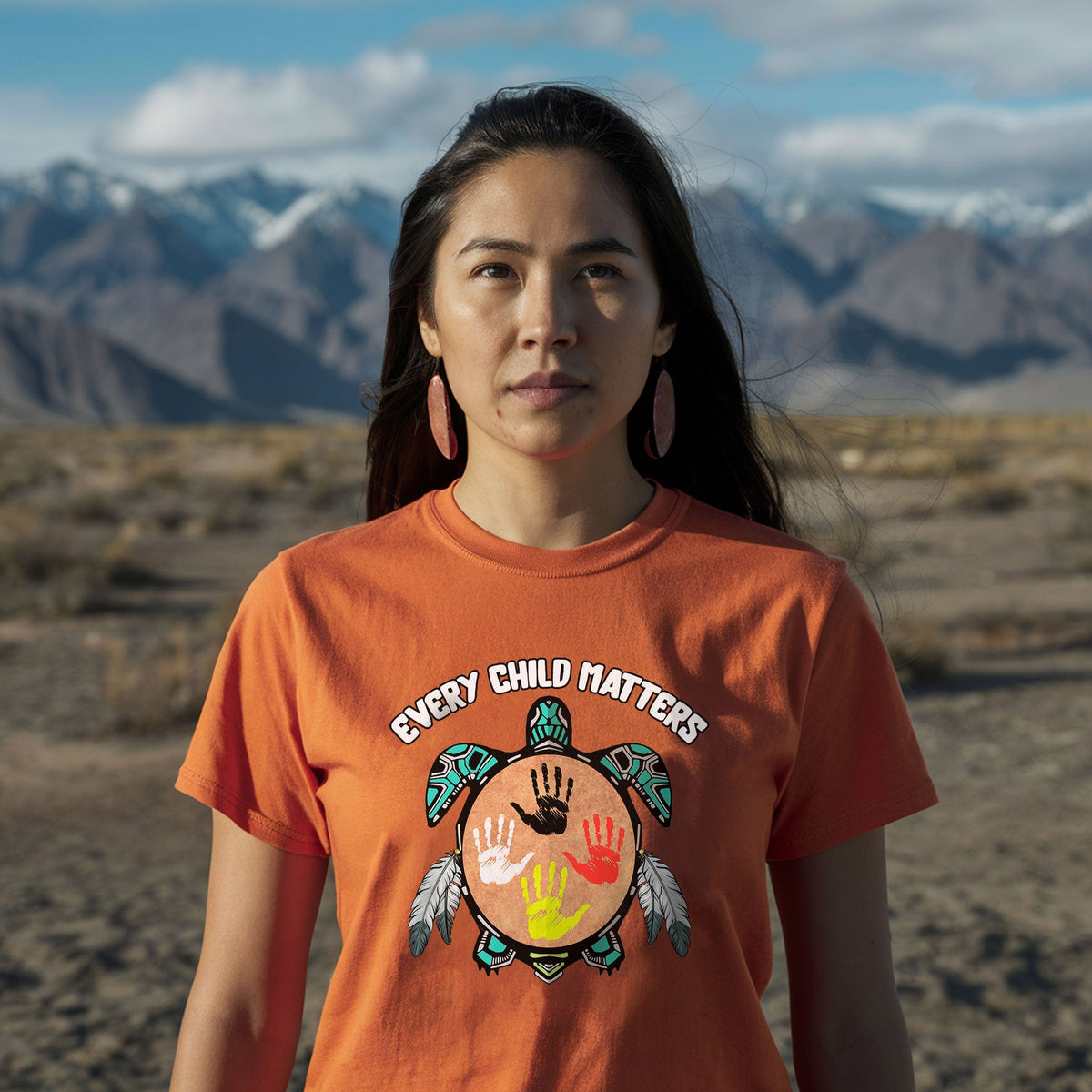 Every Child Matters turtle design - Adult Orange T-Shirt