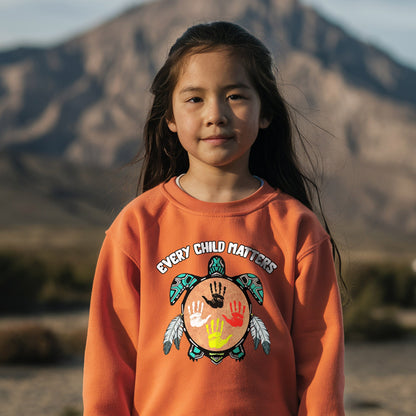 Every Child Matters turtle design - Kids Orange Sweatshirt