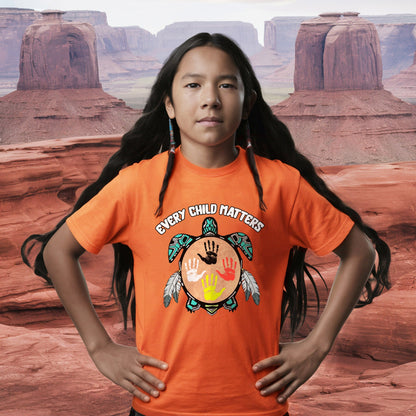 Every Child Matters turtle design - Orange T-Shirt Lifestyle