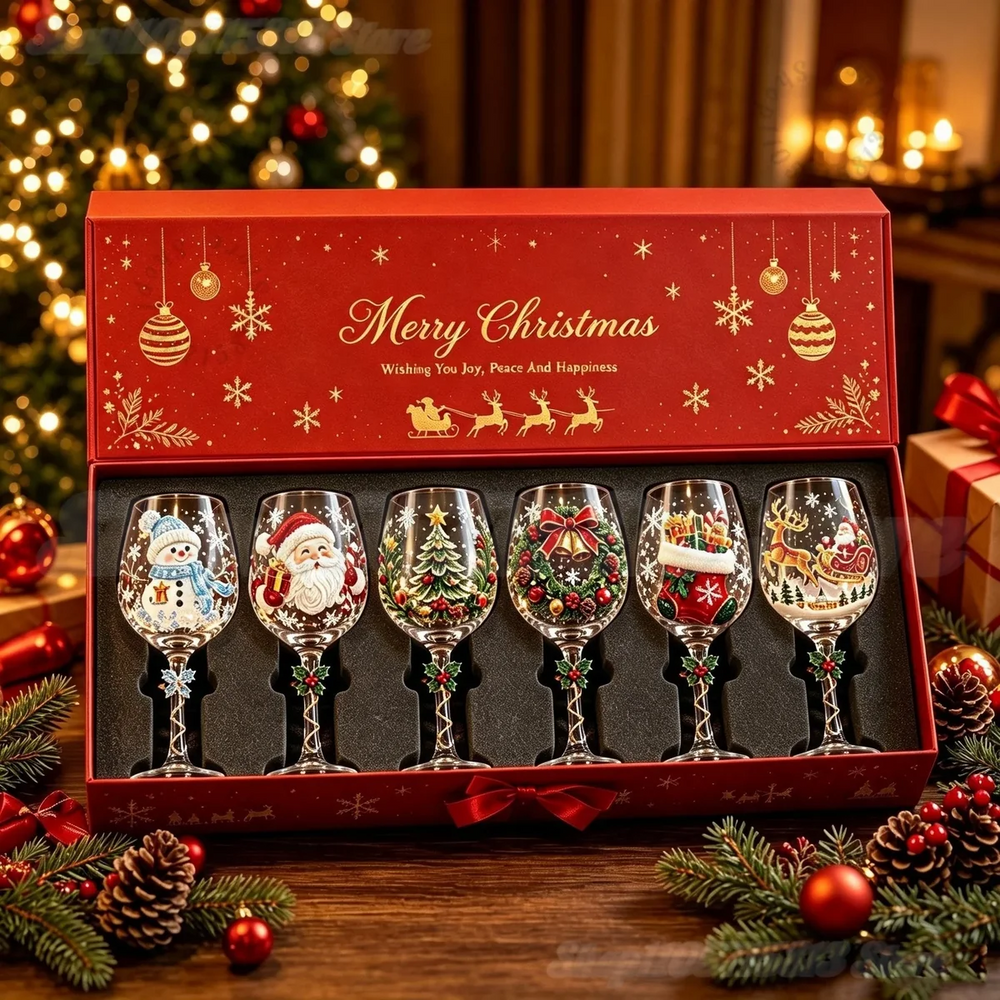 Christmas wine glasses - all styles gift box